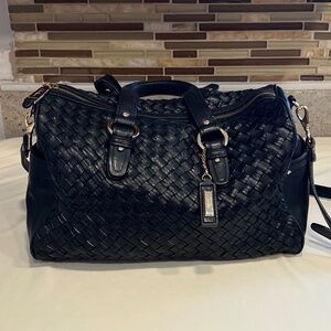 Vintage Cole Haan Heritage Weave Jade Black Handbag Converable Crossbody Strap